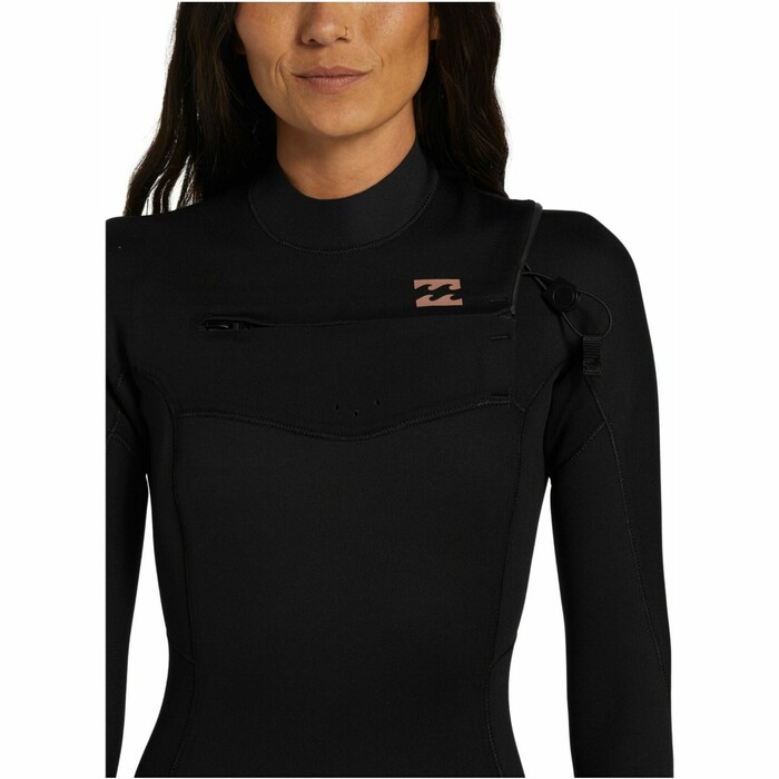 2024 Billabong Feminino Foil 3/2mm Chest Zip Wetsuit ABJW100187 - Black